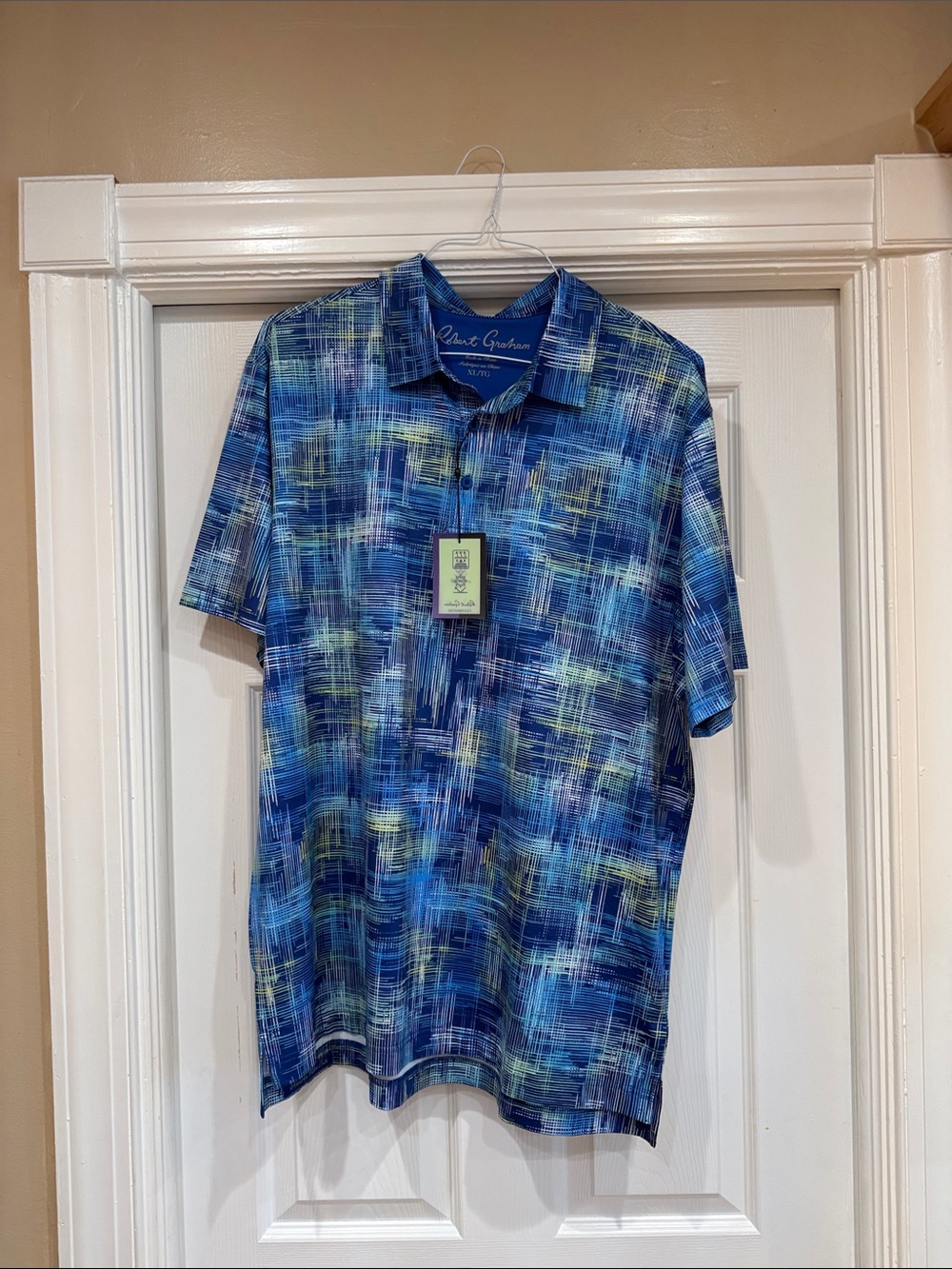 Robert Graham Blue Multi-Stripe Short-Sleeve Polo